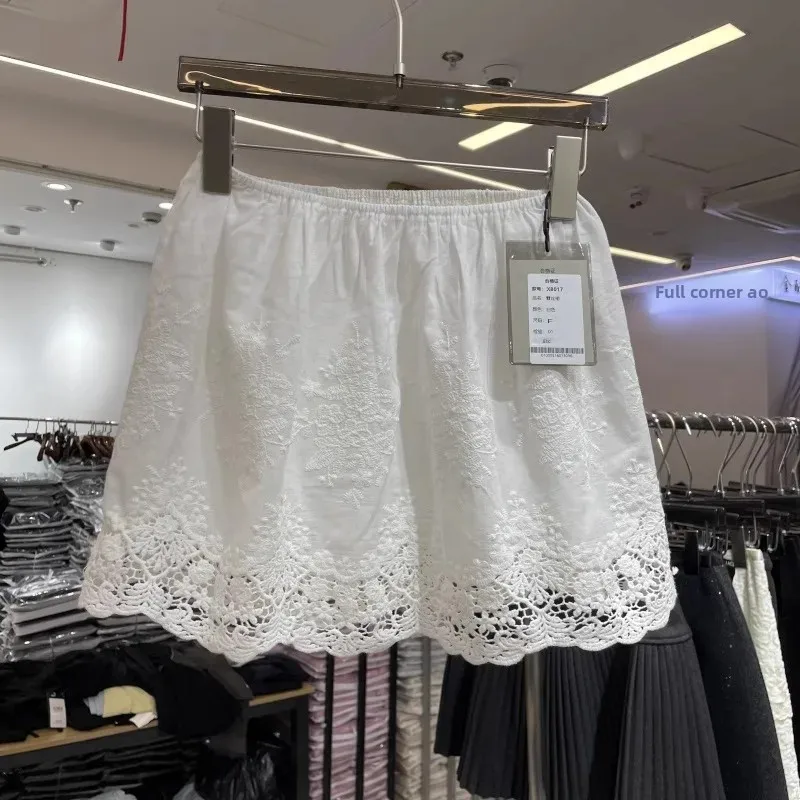Mezza gonna in pizzo da donna Strato base Primavera 2025 Nuova gonna corta anti-luce in vita elastica Gonna a trapezio in fibra di poliestere 1