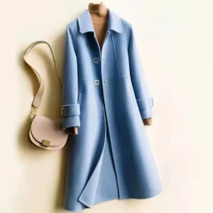 Giacche di lana da donna calde invernali Cappotto lungo monopetto con collo a bambola alla moda Cappotto femminile fatto a mano 1