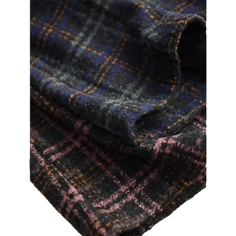 Gonna longuette scozzese di lana moda autunno inverno Gonna a trapezio da donna Gonna snellente a vita alta in misto poliestere Gonna stile pendolare 5