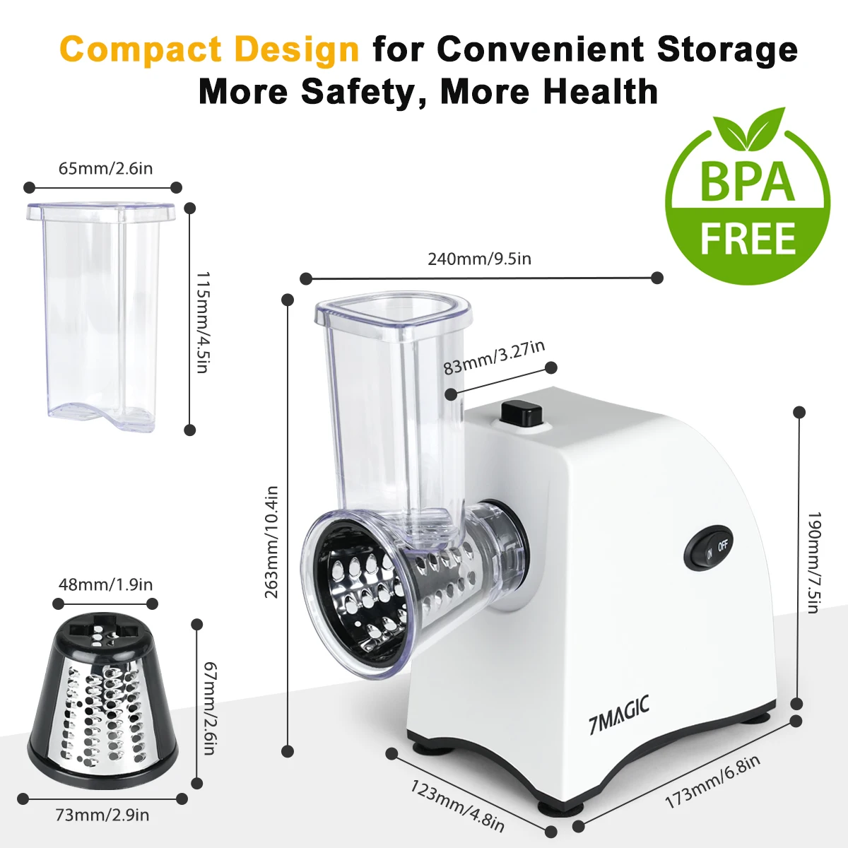 Trituratore elettrico per verdure 5 in 1, sparatutto automatico per insalata, grattugia per formaggio, carota, cavolo, affettatrice 5