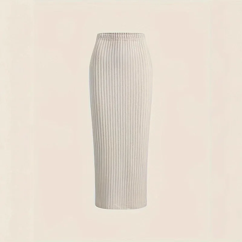 Gonna longuette in vita elastica tinta unita vestibilità ampia a vita alta Gonna lunga sportiva autunno inverno da donna Stile casual confortevole 2