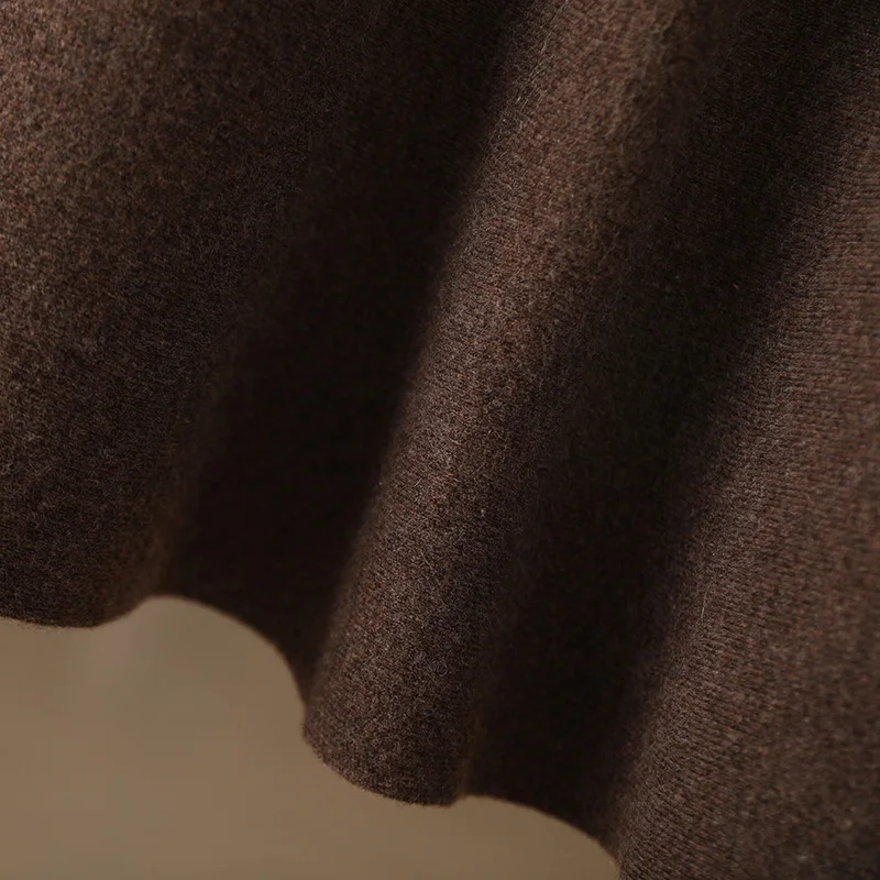 Gonna di lana da donna Autunno Inverno Elastico in vita Mini Gonna a trapezio in cashmere 100% lana merino lavorata a maglia sopra il ginocchio Abito stile preppy 5