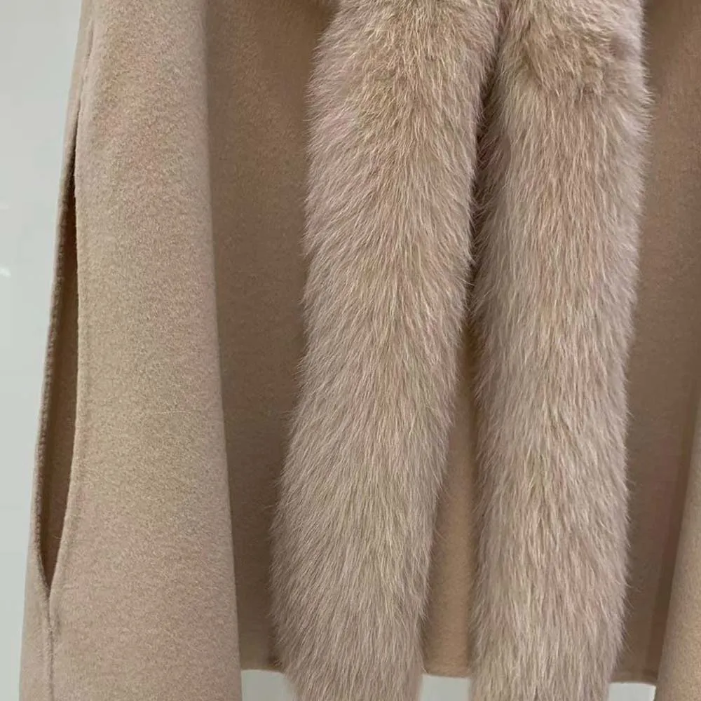 2025 alta qualità autunno e inverno nuovo mantello di pelliccia di volpe cappotto di lana double face cappotto di lana femminile 5