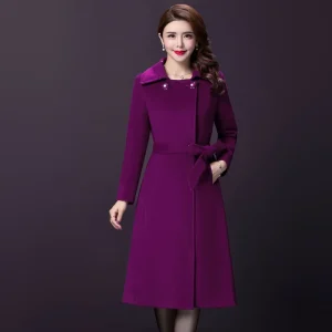M-5XL Nuove Donne Misto Lana Cappotto Lungo Autunno Inverno 2025 Telai di Moda Giacca di Lana Sottile Tuta Sportiva Femminile 1