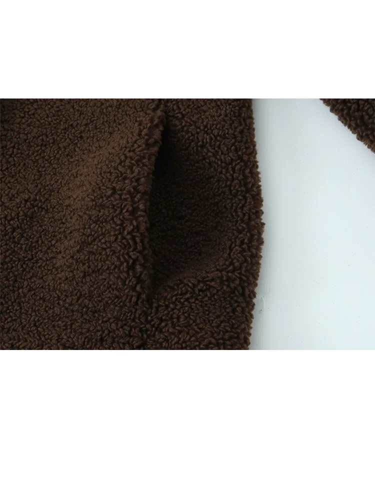 HH Cappotto invernale da donna a maniche lunghe monopetto in pile di perle con tasca laterale Decorazione Cappotto lungo comodo casual femminile 6