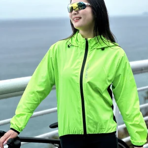 WOSAWE Giacca da ciclismo da donna Giacca a vento antivento con cappuccio Cappotto da corsa leggero e traspirante 1