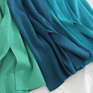 Gonne lunghe lavorate a maglia blu donna 2023 fasciatura primaverile gonna a trapezio divisa a vita alta matita aderente donna gonne Midi lavorate a maglia Maxi 1