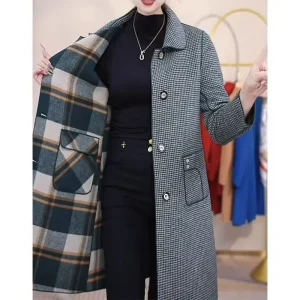 Giacca di lana di mezza lunghezza primaverile e autunnale di alta qualità giacca di moda di mezza età Slim Fit giacca scozzese a doppia faccia 1