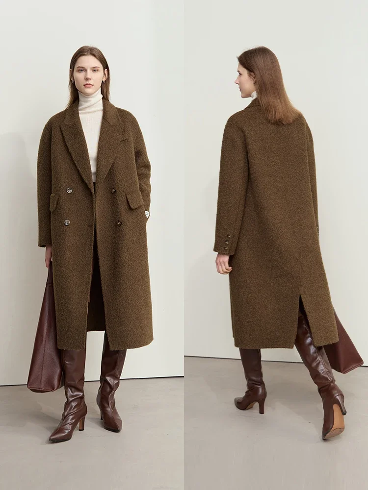 AMII Minimalismo Cappotto in lana alpaca da donna Classico doppio petto 2025 Giacca invernale in lana double face Cappotto lungo 12444126 4