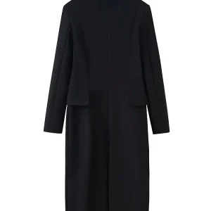 HH Cappotto da donna a maniche lunghe con risvolto monopetto a pieghe Decorazione Chic Street Cappotto di media lunghezza sottile casual moda femminile 1