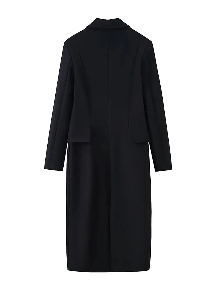 HH Cappotto da donna a maniche lunghe con risvolto monopetto a pieghe Decorazione Chic Street Cappotto di media lunghezza sottile casual moda femminile 1