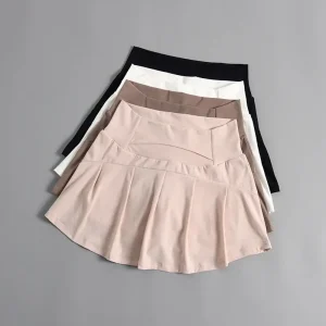 Pantaloncini fitness larghi a vita alta Donna Estate Allenamento sottile Corsa Minigonne sportive anti-luce per corsa e fitness 1