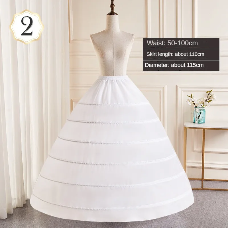 Sottogonna a 6 cerchi Sottoveste da donna Abito da sposa Pieghettato Crinolina Bianco Una linea Lunghezza pavimento Sotto la gonna Cancan Pettidresses 3