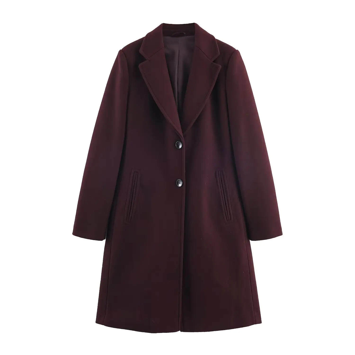 Cappotto da donna in morbida lana con spalline Autunno Casual Colletto rovesciato Bottoni Manica lunga Capispalla da donna Cappotto morbido chic femminile 4