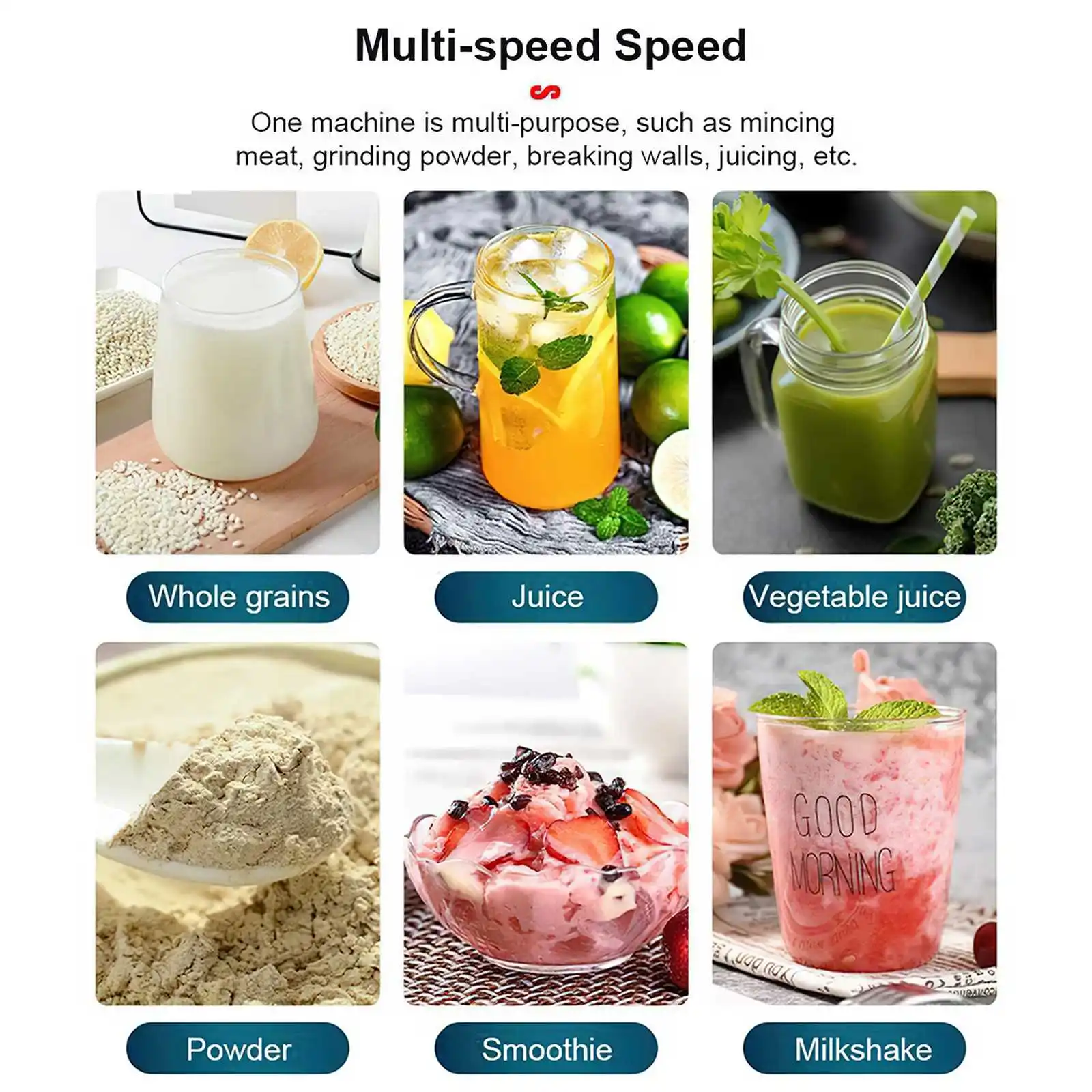 TKKEACE BPA Free 2L Jar 2000W Frullatore intelligente professionale Frullatore stazionario Spremiagrumi Robot da cucina Frullati di ghiaccio Frantoio 6