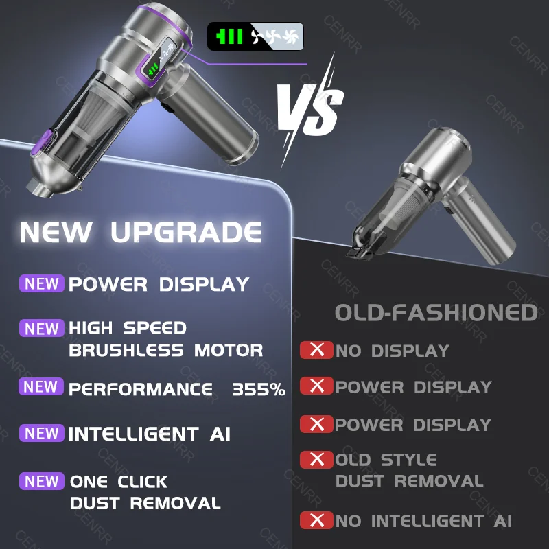 Aspirapolvere per auto 998000PA Cordless Potente mini aspirapolvere portatile per auto per la casa Soffiatore portatile Pulitore per auto 2