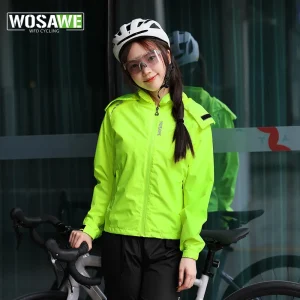 WOSAWE ciclismo giacca impermeabile donna traspirante riflettente con cappuccio impermeabile impermeabile Sport all'aria aperta giacca a vento 1
