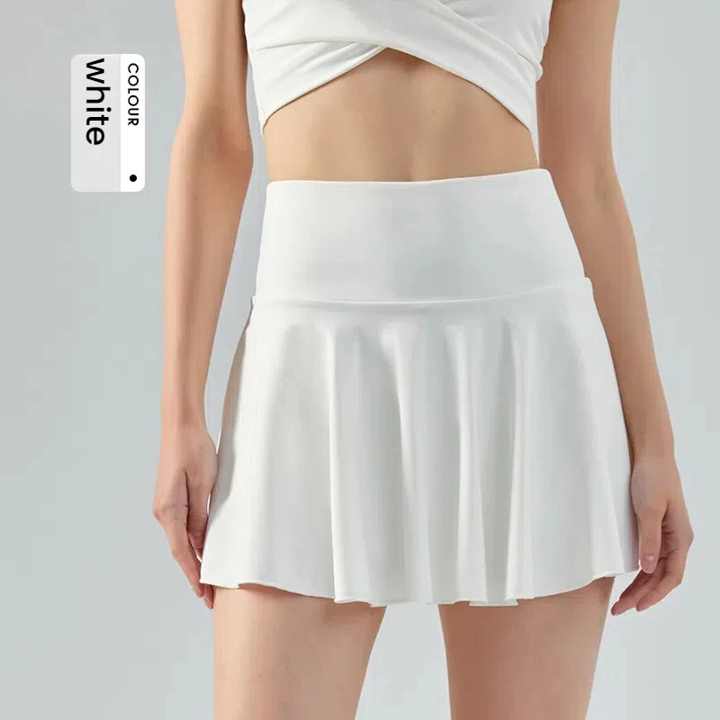 Gonna da donna Gonna da yoga finta in due pezzi Gonna da tennis da allenamento con controllo della pancia a vita alta con pantaloncini Orlo ondulato per palestra Corsa sportiva 6