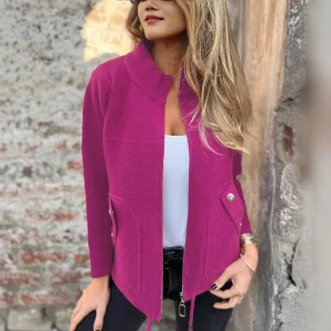 2025 Blazer con tasca finta con risvolto in lana casual da donna europea americana autunno inverno nuova 1