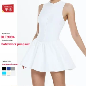 Cloud Sensation Abito con colletto alla coreana Corsa da tennis all'aperto Strato base Gonna a linea Gonna a mezza lunghezza di colore bianco per donna 1