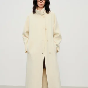 FSLE 2025 Cappotto lungo double face in lana 100% con colletto alla coreana elegante delle nuove donne Sartoria a forma di diamante Capispalla autunno inverno 1