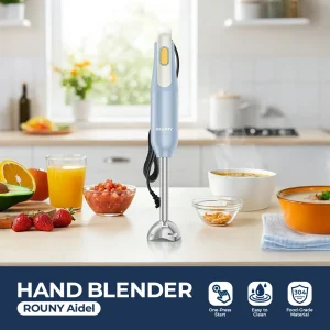 ROUNY Frullatore ad immersione portatile con lame in acciaio inossidabile per la miscelazione degli alimenti da cucina, frullatore a immersione azzurro, classico di base 1
