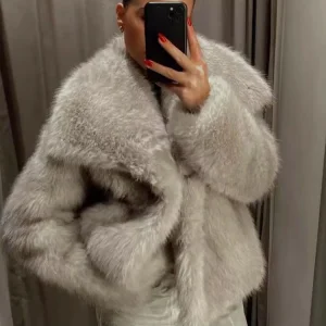 Giacche corte in pelliccia sintetica per cappotti da donna Giacca morbida calda e spessa Donna 2024 Cappotto invernale casual a maniche lunghe nel nuovo capospalla 1