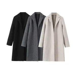 Trench da donna a punto aperto, colletto con risvolto, maniche lunghe, capispalla femminile, soprabito chic, moda 1