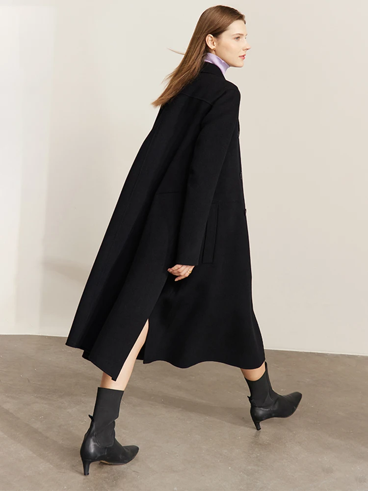 AMII Minimalismo 100% Cappotto di Lana Delle Donne 2024 di Inverno Doppio Petto Francese Elegante Pendolare Allentato Giacca Lunga Abbigliamento 12270566 3