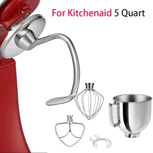 Accessori per parti di attacco per ausilio per mixer per robot da cucina Kitchenaid da 5 litri K5WW Frusta a filo e gancio per impastare 5K7SDH e pagaia per ausilio per mixer 1