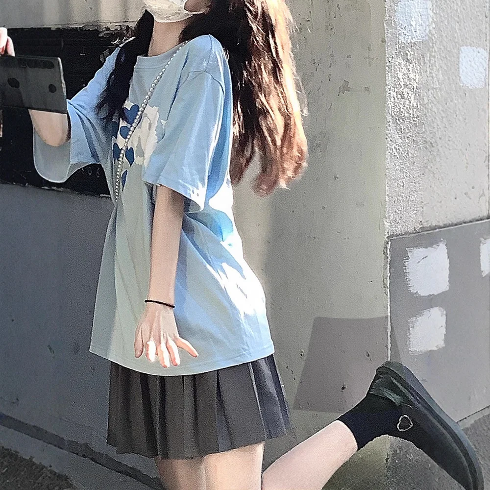 Minigonna grigia a linea A Gonne a pieghe primavera estate da donna Gonne corte a vita alta Tessuto in poliestere stile studente Dolce fresco 4