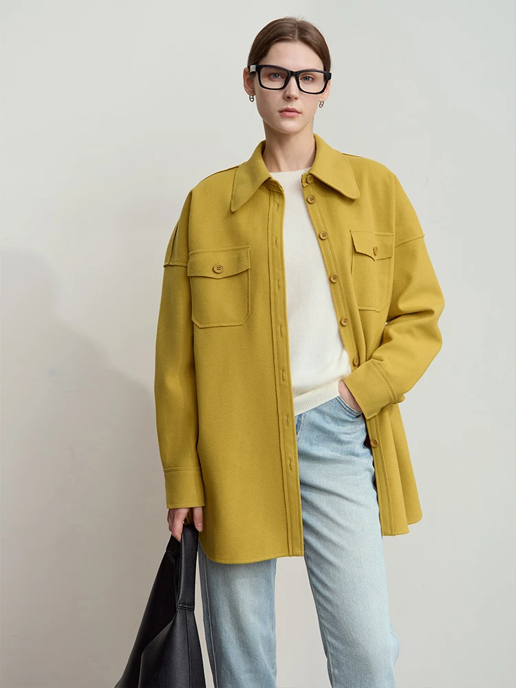 AMII Cappotti di lana per donna 2025 Inverno Nuovo stile BF Tasca allentata Manica lunga Top Caldo versatile Cappotto da donna 12424101 5