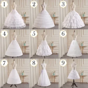 Sottogonna a 6 cerchi Sottoveste da donna Abito da sposa Pieghettato Crinolina Bianco Una linea Lunghezza pavimento Sotto la gonna Cancan Pettidresses 1