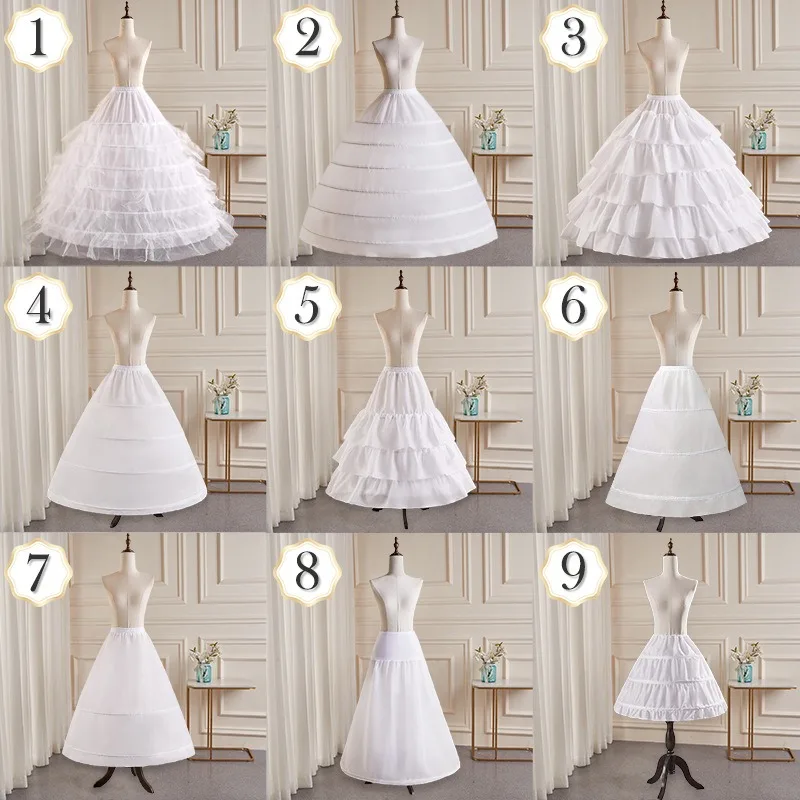 Sottogonna a 6 cerchi Sottoveste da donna Abito da sposa Pieghettato Crinolina Bianco Una linea Lunghezza pavimento Sotto la gonna Cancan Pettidresses 1