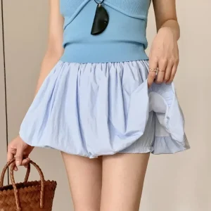 Gonna corta con bocciolo floreale dolce Estate da donna Nuovo stile Casual a vita alta Gonna a metà corpo anti-luce Fibra di poliestere Tinta unita 1