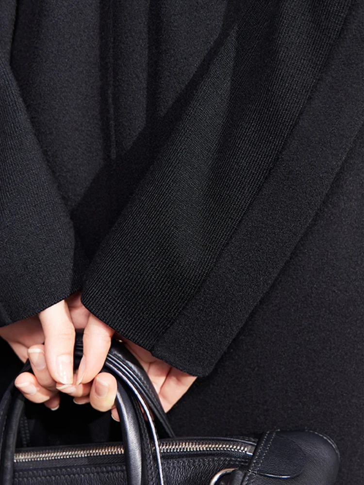 AMII Minimalismo 100% Cappotto di Lana Delle Donne 2024 di Inverno Doppio Petto Francese Elegante Pendolare Allentato Giacca Lunga Abbigliamento 12270566 5