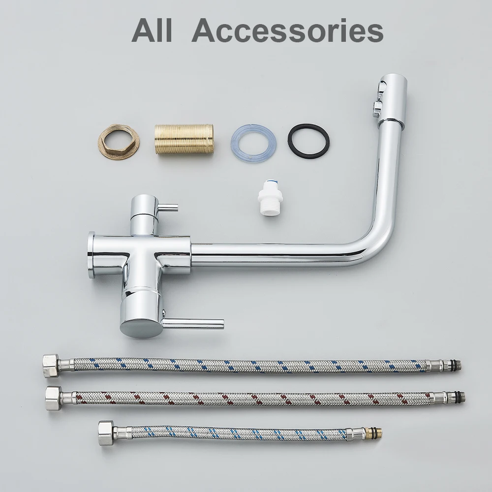 Rubinetto da cucina filtrato Rubinetto purificatore in ottone nero Doppio spruzzatore Acqua potabile Nero con faretto Miscelatore lavello Torneira 5