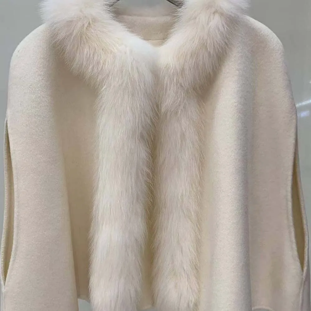 2025 alta qualità autunno e inverno nuovo mantello di pelliccia di volpe cappotto di lana double face cappotto di lana femminile 3