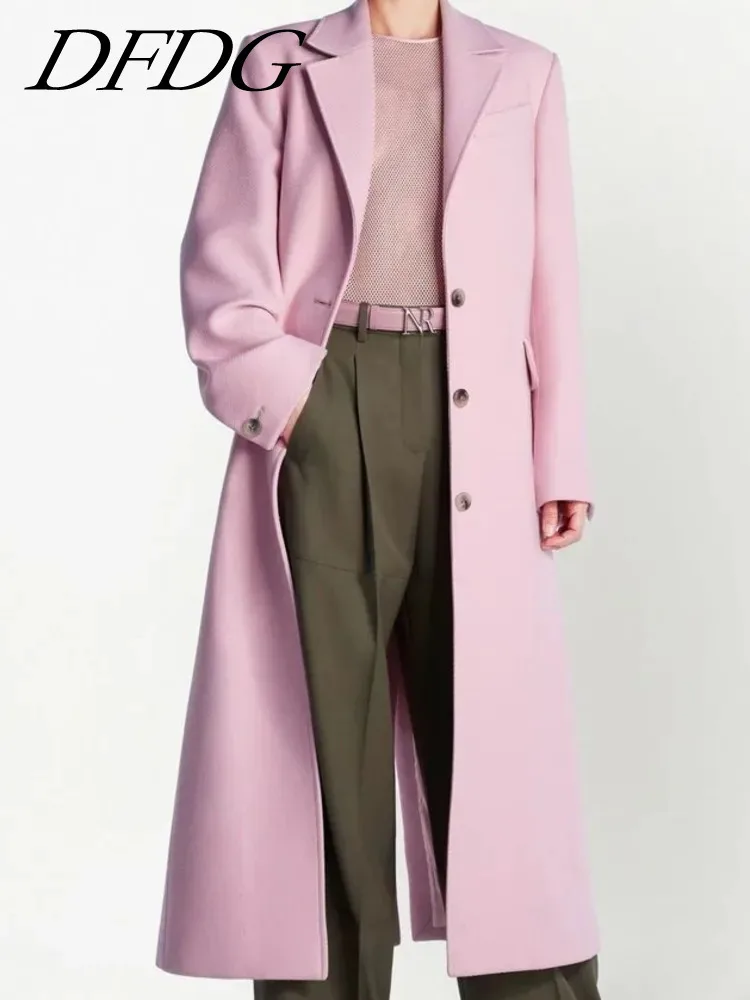 JNMC minimalista temperamento vestito collare monopetto al ginocchio cappotto giacca per le donne 2024 autunno/inverno nuovo modello 1