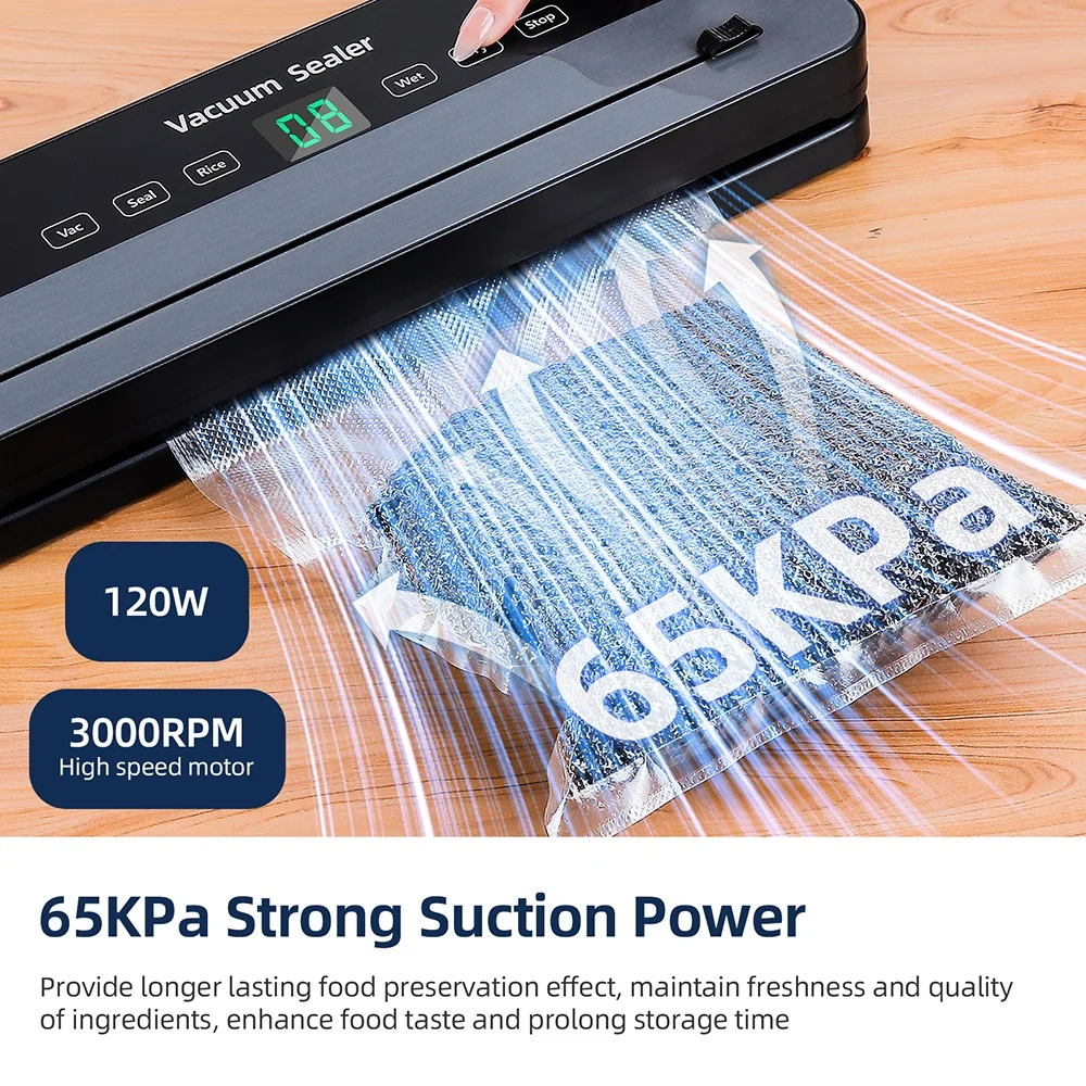 Sigillatrice sottovuoto elettrica Sigillatura per imballaggio alimentare secco/bagnato per mantenere i pulsanti touch freschi Display digitale Pulizia staccabile 4