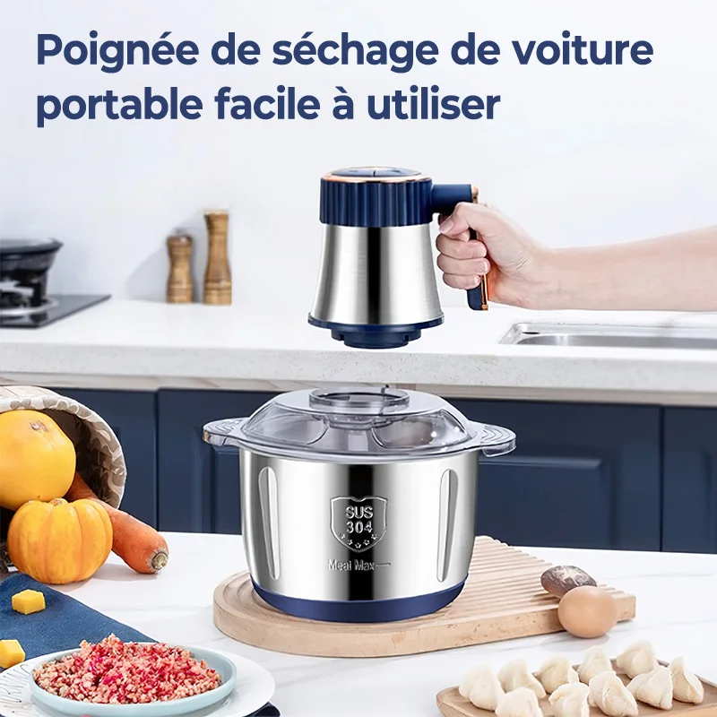 Tritacarne elettrico da 5 litri con lame in acciaio inossidabile 6S, robot da cucina multifunzionale e affettatrice di verdure, utensile da cucina 5