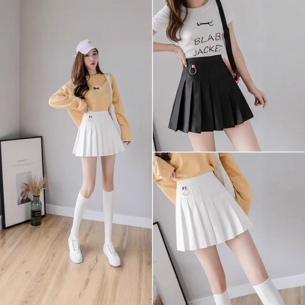 Gonna corta a pieghe stile coreano TB Gonna a metà corpo a vita alta dimagrante anti-luce stile college estivo da donna 4