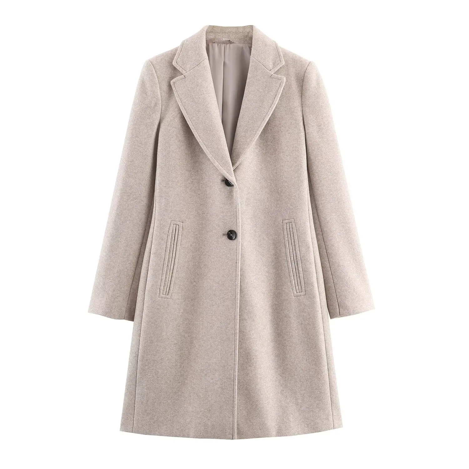 Cappotto da donna in morbida lana con spalline Autunno Casual Colletto rovesciato Bottoni Manica lunga Capispalla da donna Cappotto morbido chic femminile 6