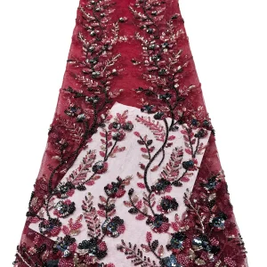 Elegante tessuto di pizzo a rete con paillettes francesi 2025 Maglia africana nigeriana di alta qualità Abito da cerimonia nuziale scintillante Tessuto da donna 1