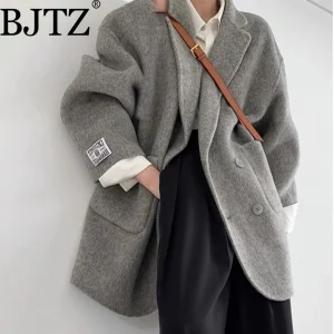 BJTZ Cappotto di lana double face con senso del design di fascia alta per donna Giacca di lana ampia da donna versatile da ufficio 1