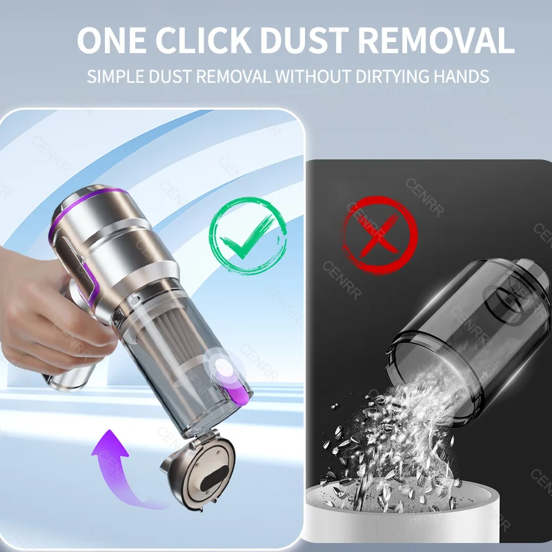 Aspirapolvere per auto 998000PA Cordless Potente mini aspirapolvere portatile per auto per la casa Soffiatore portatile Pulitore per auto 3