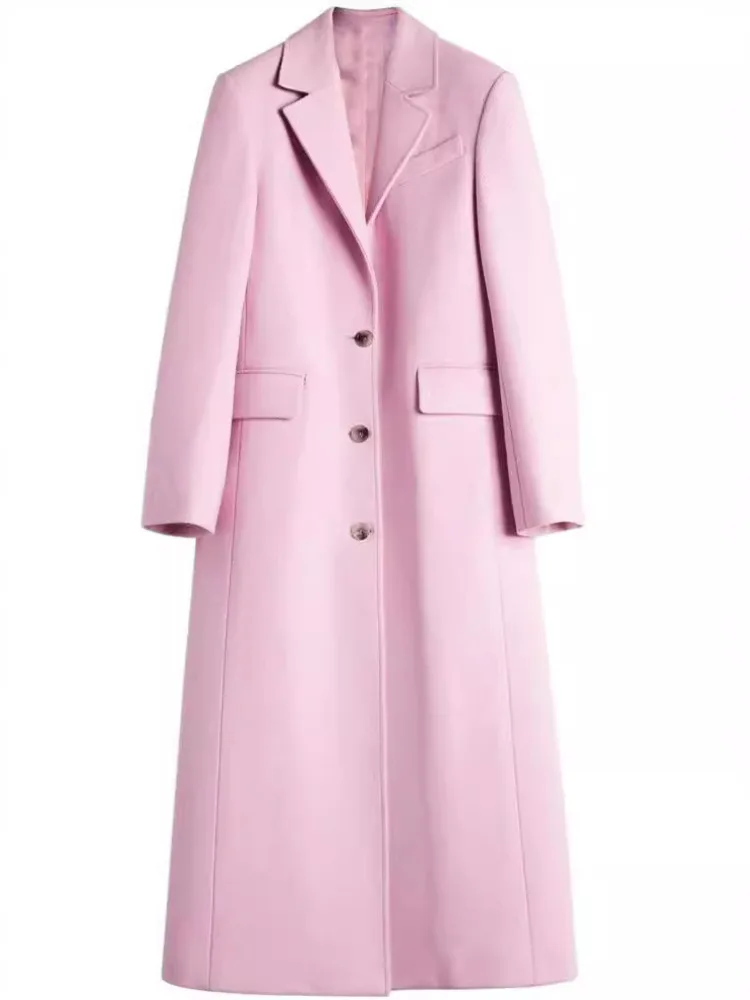 JNMC minimalista temperamento vestito collare monopetto al ginocchio cappotto giacca per le donne 2024 autunno/inverno nuovo modello 6