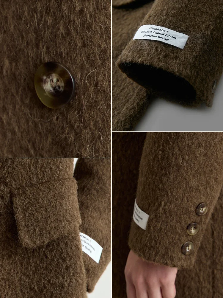 AMII Minimalismo Cappotto in lana alpaca da donna Classico doppio petto 2025 Giacca invernale in lana double face Cappotto lungo 12444126 5