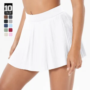 Gonne da tennis sportive a pieghe da donna Gonna corta da fitness per yoga a vita alta da donna con tasche Minigonna ampia da golf da palestra con tasche 1