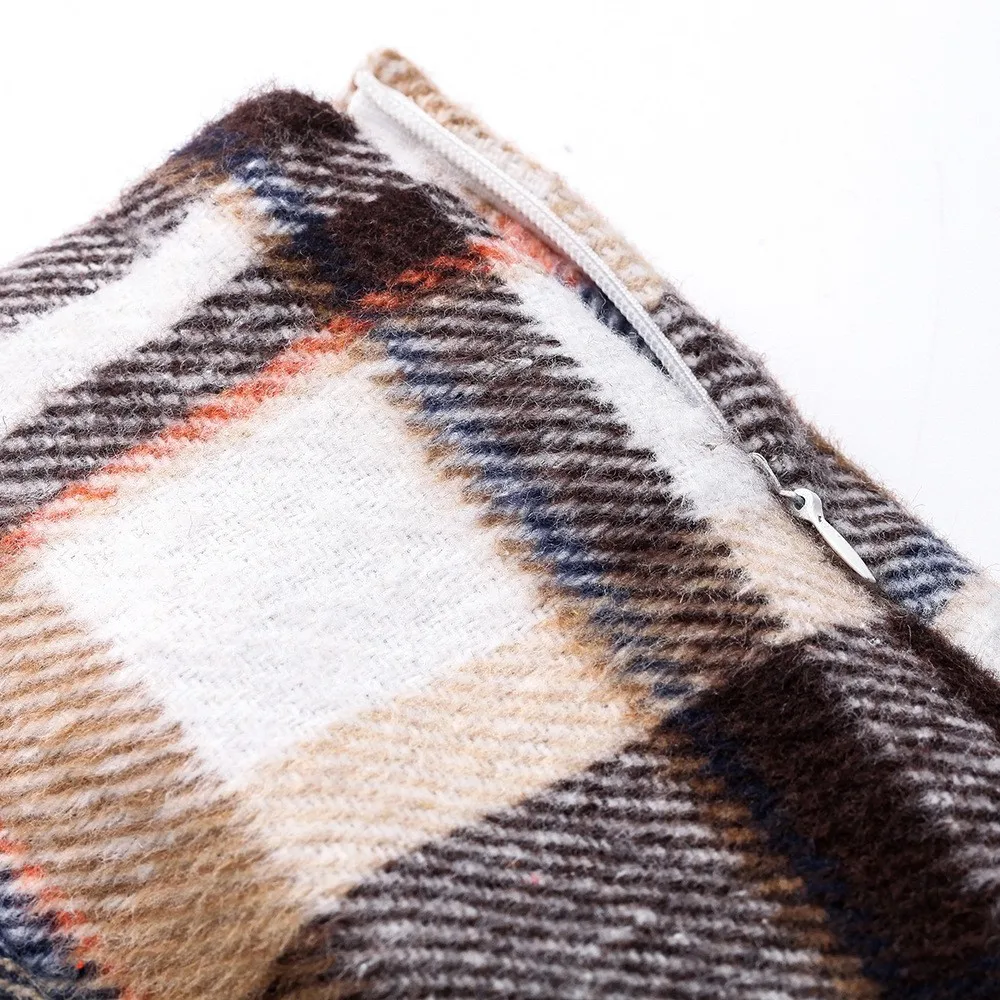 Autunno/Inverno Gonna scozzese a vita alta Abito attillato in lana Gonna sexy che abbraccia l'anca Gonna femminile in lana a-line Mini abito per le donne 4